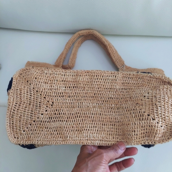 NWT Mar Y Sol Cabana Stripe Straw Hand Made Carry All Tote Bag - Picture 8 of 12